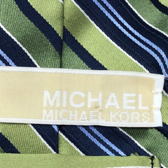 MICHAEL Michael Kors Green & Blue Striped Silk Tie - Picture 3 of 10